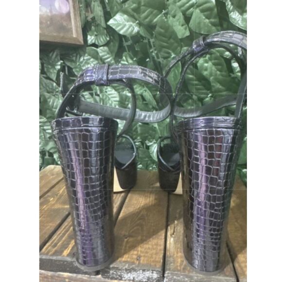 Giuseppe Zanotti Platform Heeled Sandal 40 Square Peep Toe Cocktail Navy Betty - Picture 6 of 9